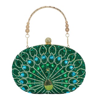 Vintage Beaded Rhinestone Peacock Clutch