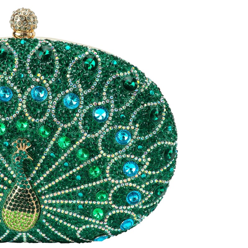 Vintage Beaded Rhinestone Peacock Clutch