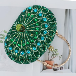 Vintage Beaded Rhinestone Peacock Clutch