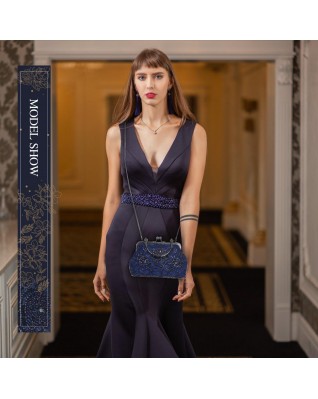 Womens Formal Bridal Sequin Navy Blue Tote Handbag